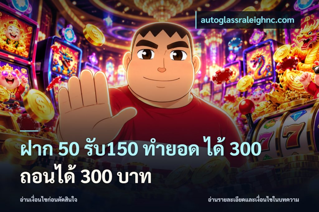 ฝาก 50 รับ150 ทำยอด ได้ 300 ถอนได้ 300 บาท
